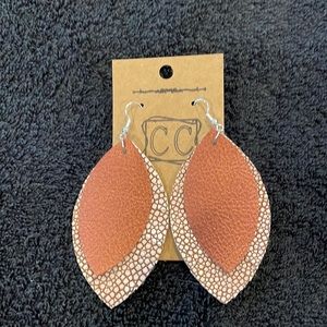 Faux Leather Double Layer Textured/ Patterned Earrings